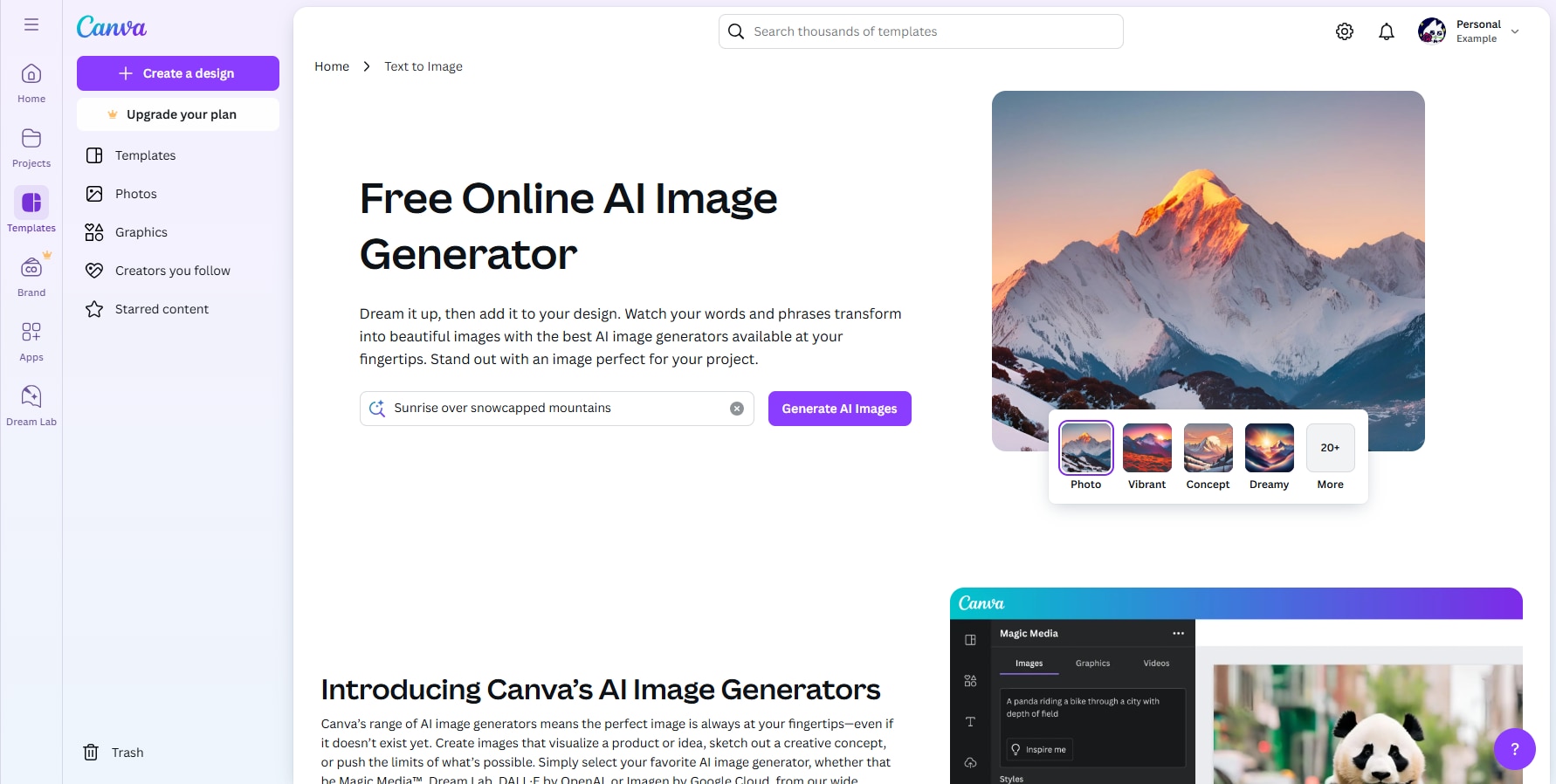 Canva ai image generator