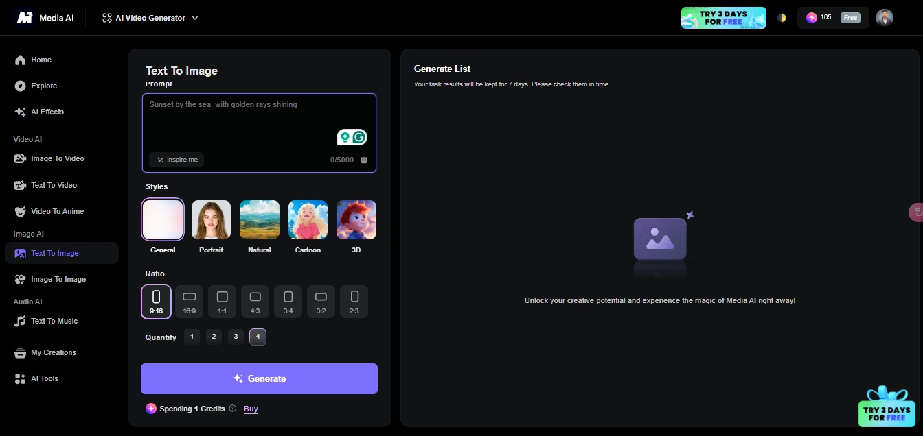 open Media.io image generator