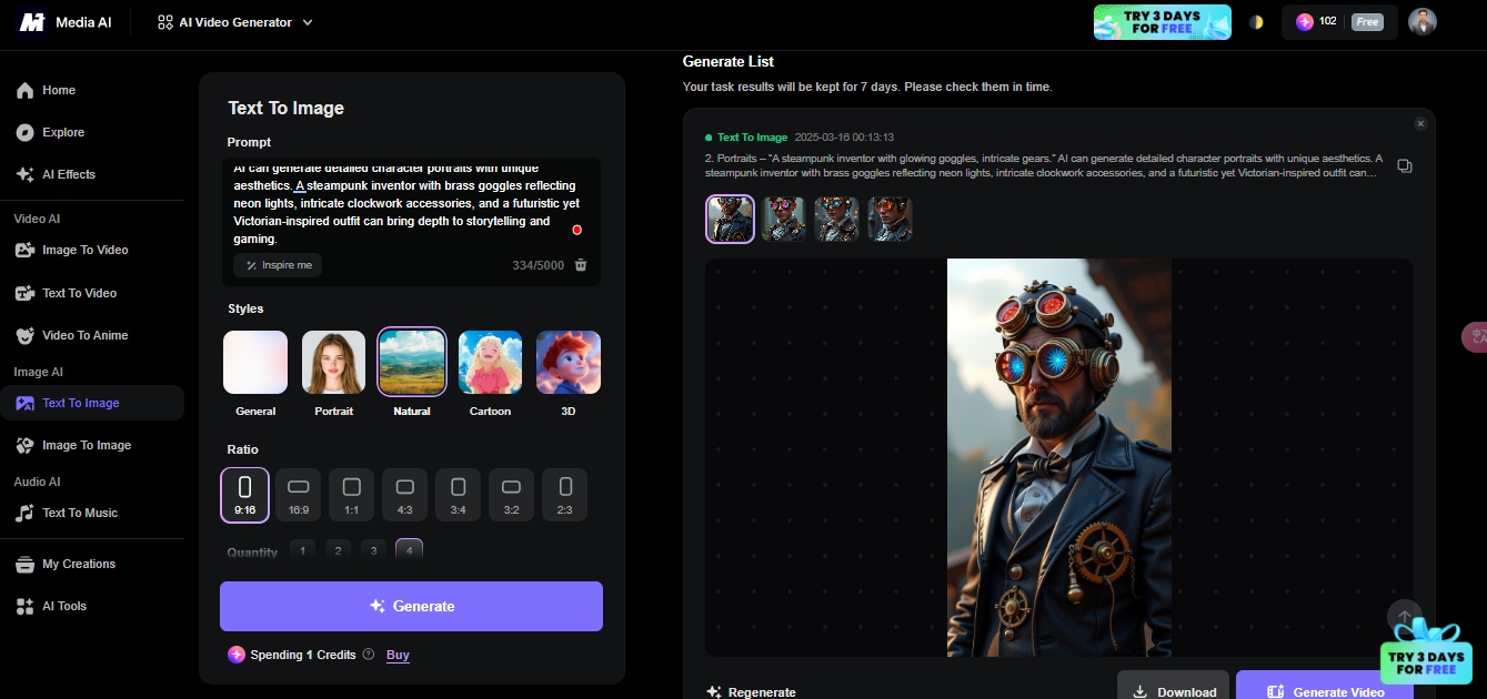 AI image prompt example-portarit