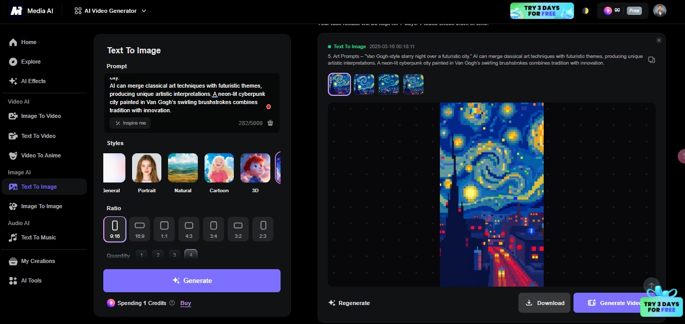 AI image prompt example-art styles